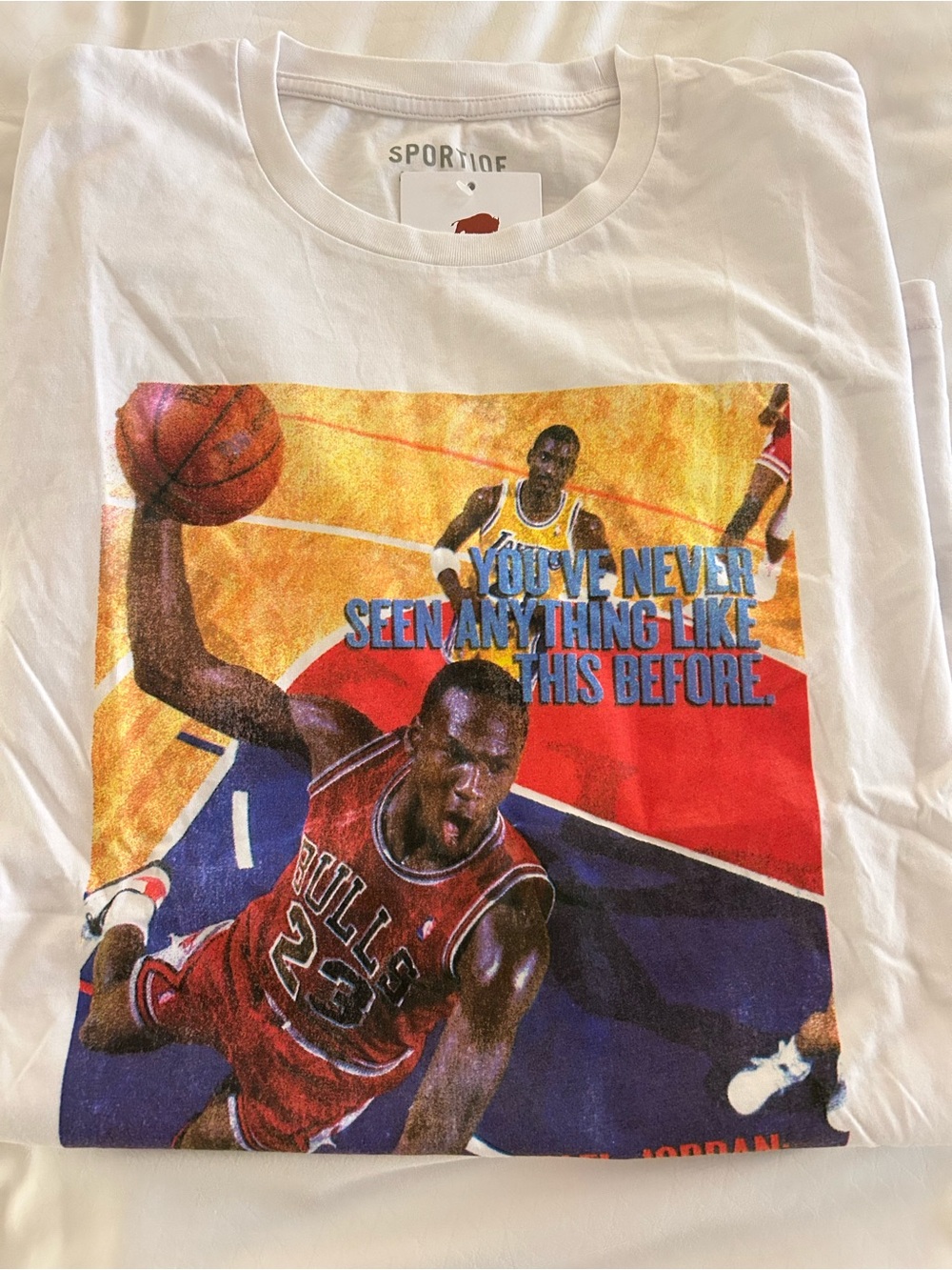 Sportluxe Michael Jordan Graphic Tee - White with Multicolor Print